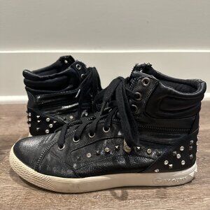 G by Guess Shiny Black Jewelled High-Top Sneakers